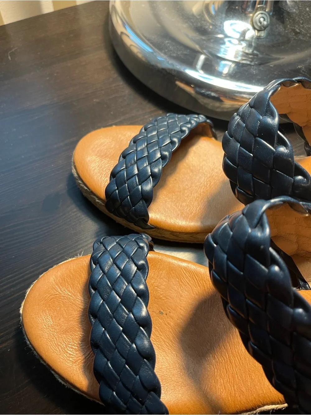 Braided navy blue Wedge Sandal for Women size 41/10 Andre Assous Sandal